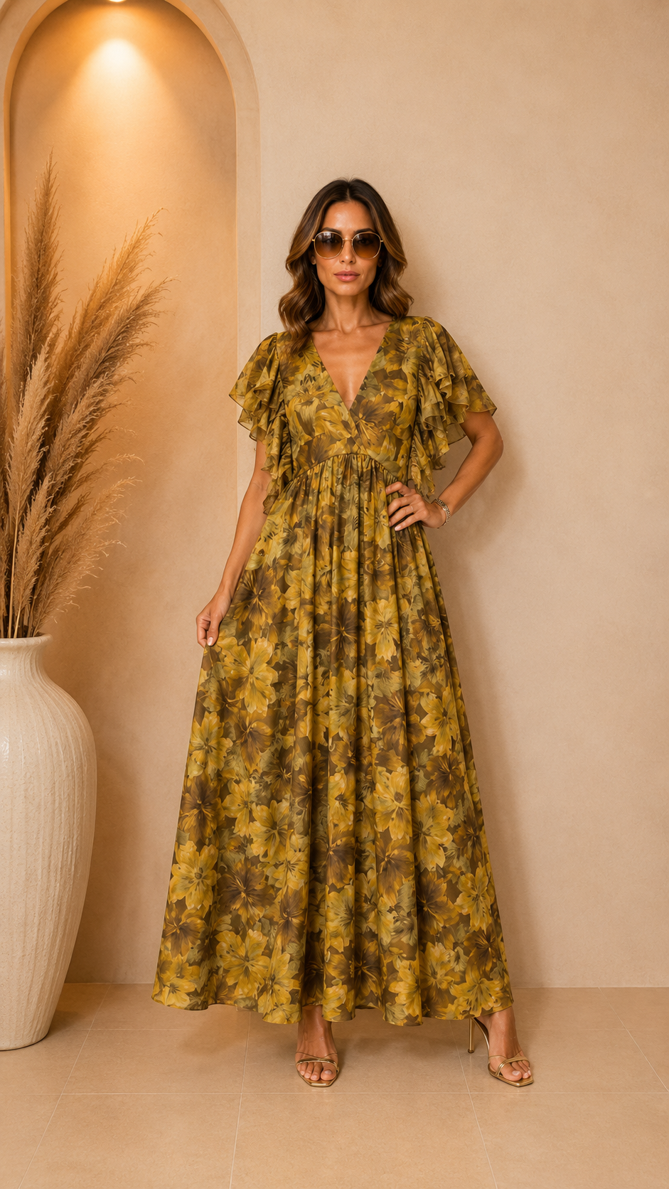 Robe longue bohème en coton fleuri – Taille unique jusqu’au 44