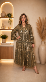 Robe Longue Viscose Dorée