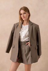 Blazer oversize taupe avec poches à rabat