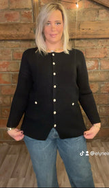 Gilet Maille Fine à Boutons Contrastés