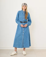 Robe longue en jean boutonnée