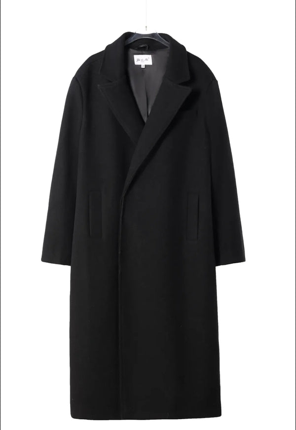 Manteau long en laine mélangée