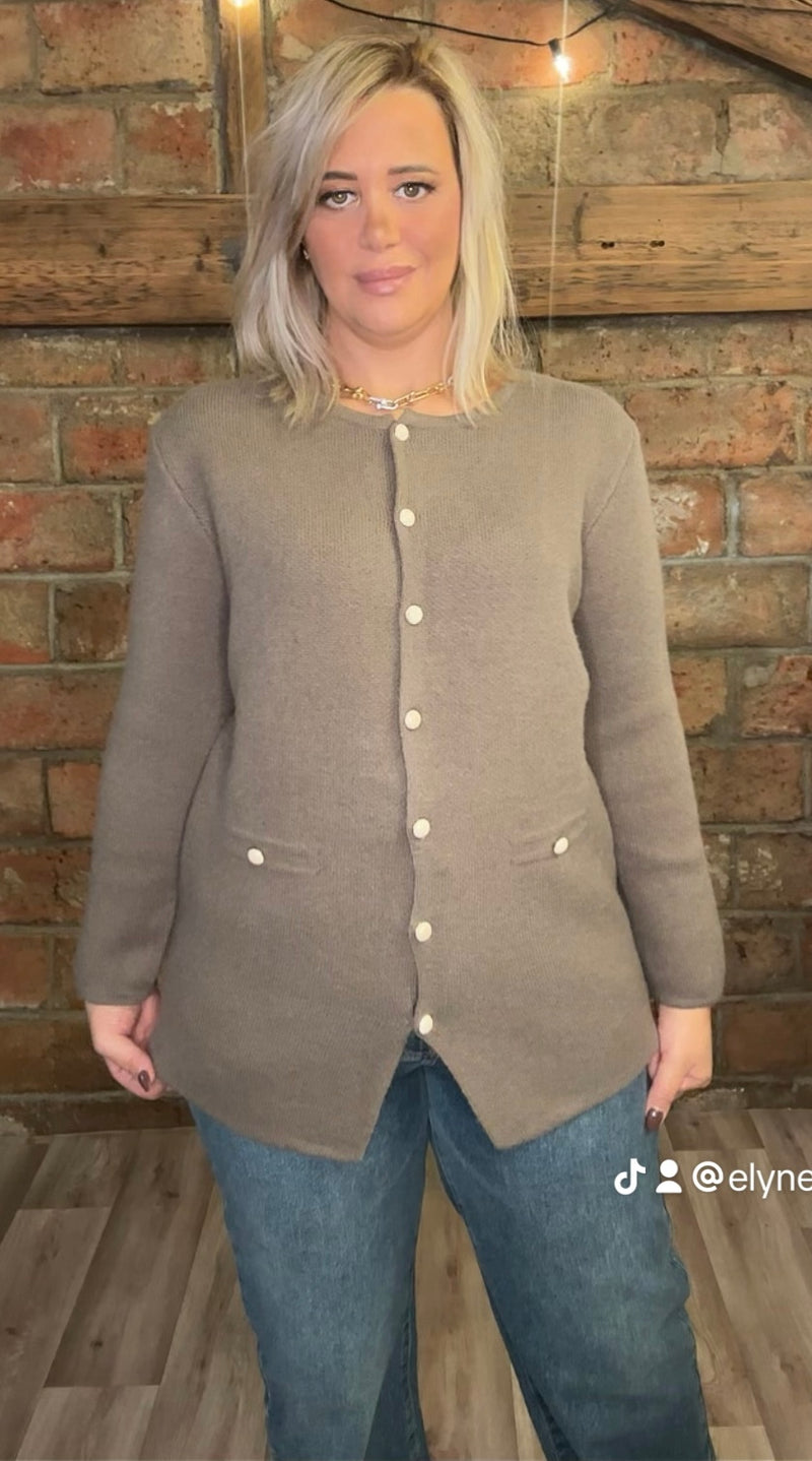 Gilet Maille Fine à Boutons Contrastés