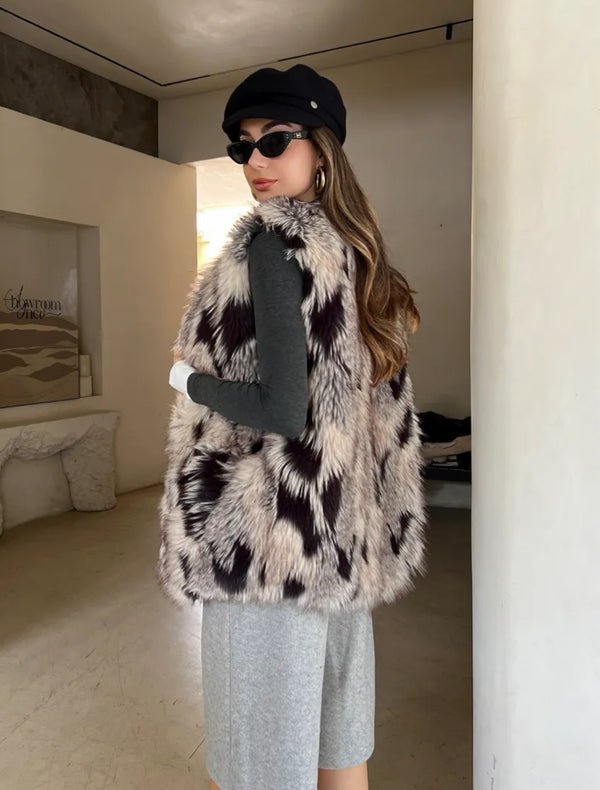 Gilet sans manches en fausse fourrure – Chic et douillet