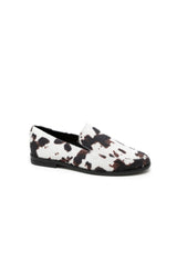 Mocassins imprimé vache en poils synthétiques