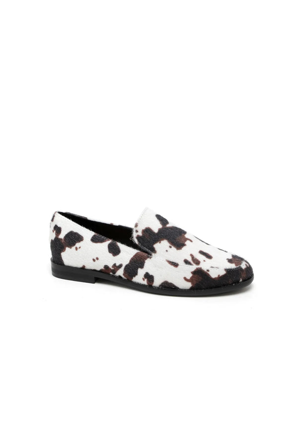Mocassins imprimé vache en poils synthétiques