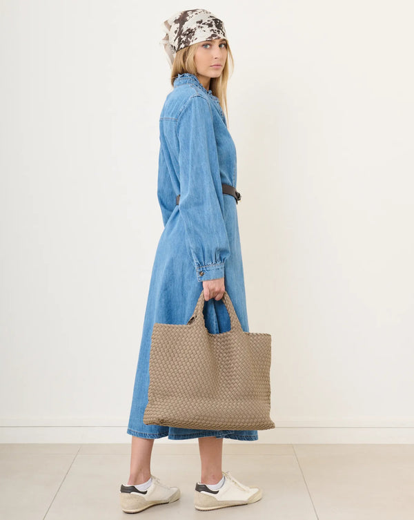 Robe longue en jean boutonnée