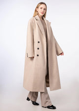 Manteau long en laine mélangée