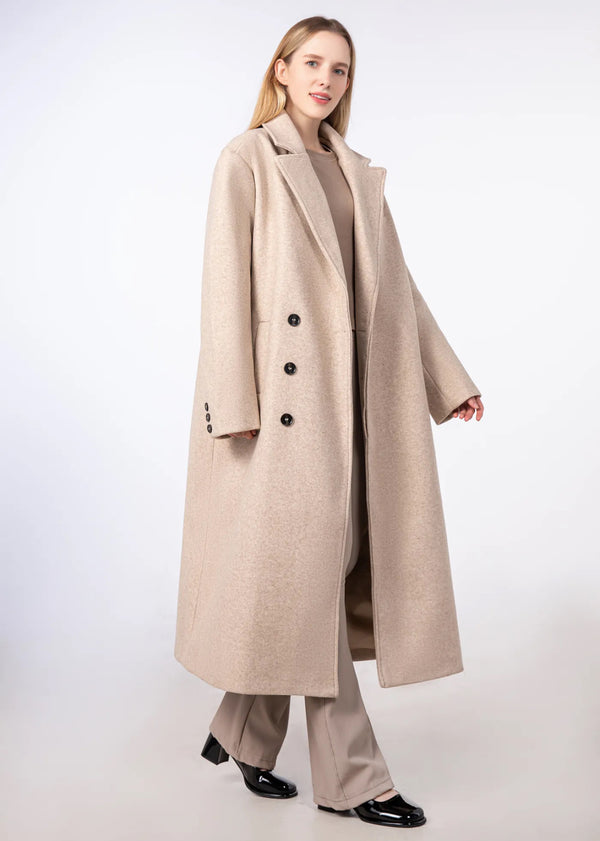 Manteau long en laine mélangée