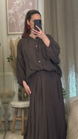 Ensemble blouse & jupe en voile de coton