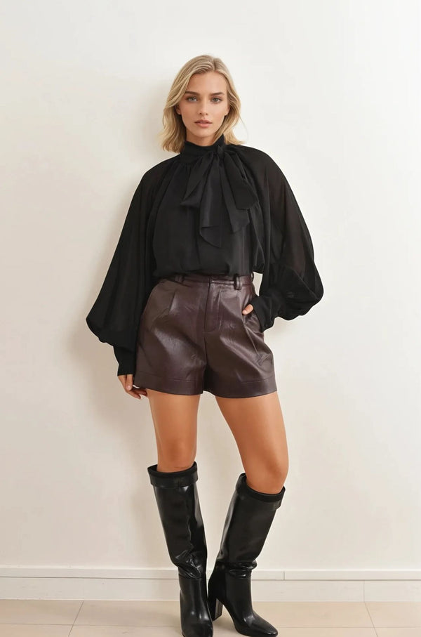 Blouse en mousseline noir